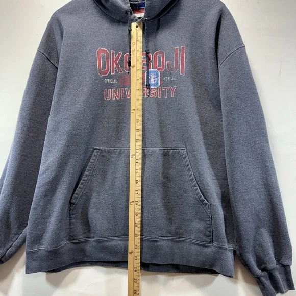 Champion Okoboji University Jacket Hoodie Gray Mens XL Vintage Y2K - Picture 6 of 11